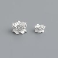 925 Sterling Silver Bead Cap Lotus polished DIY silver color Sold By PC
