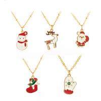 Tibetan Style Jewelry Necklace, with 5cm extender chain, gold color plated, Christmas Design & fashion jewelry & for woman & enamel & with rhinestone, more colors for choice, Length:60 cm, Sold By PC
