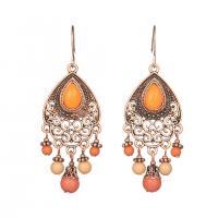 Zinc Alloy Drop Earrings with Gemstone plated fashion jewelry & handmade & for woman Sold By Pair