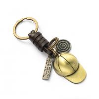 Tibetan Style Key Clasp, with Cowhide, gold color plated, fashion jewelry & for woman, golden, 110mm, Sold By PC