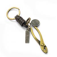 Fecho de chave de liga de zinco, with corda de Couro de vaca, cromado de cor dourada, joias de moda & para mulher, dourado, 120mm, vendido por PC