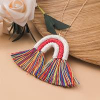 Titanium Steel Necklace with Polyester Yarns gold color plated fashion jewelry & for woman Length 76 cm Sold By PC