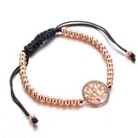 Bracelets en laiton, avec corde en nylon, Placage, bijoux de mode & pour femme & avec strass, plus de couleurs à choisir, Vendu par Environ 18 cm brin
