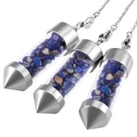 Gemstone Pendulum, with Tibetan Style, polished, Natural & fashion jewelry, more colors for choice, 65x17mm, Sold By PC