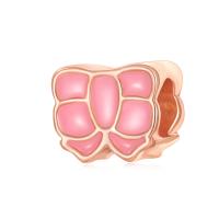 Zinc Alloy European Beads Bowknot rose gold color plated DIY & enamel pink nickel lead & cadmium free 10-15mm Sold By PC
