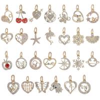Tibetan Style Rhinestone Pendants, gold color plated, DIY & different styles for choice & enamel & with rhinestone & hollow, more colors for choice, nickel, lead & cadmium free, 10-30mm, Sold By PC