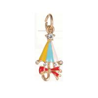 Zinc Alloy Rhinestone Pendants Umbrella gold color plated DIY & enamel & with rhinestone mixed colors nickel lead & cadmium free Sold By PC