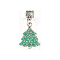 European Style Tibetan Style Dangle Beads, Christmas Tree, silver color plated, DIY & enamel, green, nickel, lead & cadmium free, Sold By PC