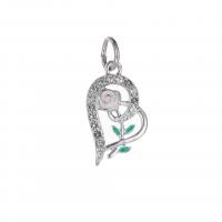 Tibetan Style Pendant, Heart, silver color plated, DIY & enamel & with rhinestone & hollow, more colors for choice, nickel, lead & cadmium free, 10-30mm, Sold By PC