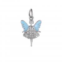 Zinc Alloy Pendant Fairy silver color plated DIY & enamel & with rhinestone blue nickel lead & cadmium free 10-30mm Sold By PC