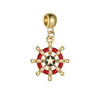 European Style Zinc Alloy Dangle Beads Ship Wheel gold color plated DIY & enamel & hollow mixed colors nickel lead & cadmium free 10-30mm Sold By PC