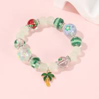 Glass Beads Bracelet with Zinc Alloy Palm Tree plated for woman & enamel & with rhinestone mixed colors 12mm 14mm 16mm Length Approx 16.5-17 cm Sold By PC