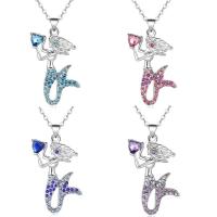Tibetan Style Jewelry Necklace, Mermaid, silver color plated, Unisex & with rhinestone, more colors for choice, nickel, lead & cadmium free, 30x45mm, Length:Approx 50 cm, Sold By PC