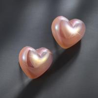 Tibetan Style Stud Earring, Heart, fashion jewelry & for woman, pink, nickel, lead & cadmium free, 20x16.5mm, Sold By Pair