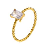 Zirkonia Edelstahl-Finger- Ring, 304 Edelstahl, verschiedene Größen vorhanden & Micro pave Zirkonia & für Frau, goldfarben, 1.5mm,4*7.2mm, verkauft von PC