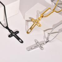 Stainless Steel Jewelry Necklace 304 Stainless Steel Cross Vacuum Ion Plating fashion jewelry & for man Length Approx 23.62 Inch Sold By PC