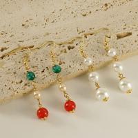 Titanium Steel  Earring, with Plastic Pearl, 18K gold plated, fashion jewelry & different styles for choice & for woman, 50mm, Sold By Pair
