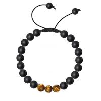 Natural Tiger Eye Bracelets, Obsidian, with Tiger Eye, Round, handmade, adjustable & for man, more colors for choice, Length:7-9.4 Inch, Sold By PC