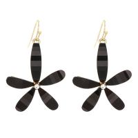 Crystal Earrings with Zinc Alloy Flower gold color plated for woman Sold By Pair