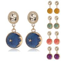 Zinc Alloy Stud Earring Flat Round gold color plated for woman & enamel nickel lead & cadmium free Sold By Pair