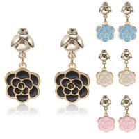 Tibetan Style Stud Earring, Flower, gold color plated, for woman & enamel, more colors for choice, nickel, lead & cadmium free, 18x39mm, Sold By Pair