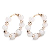 Zinc Alloy Stud Earring with Crystal & Plastic Pearl gold color plated for woman nickel lead & cadmium free 53mm Sold By Pair