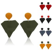 Tibetan Style Stud Earring, Triangle, stoving varnish, for woman, more colors for choice, nickel, lead & cadmium free, 48x67mm, Sold By Pair
