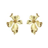 Brass Stud Earring, Flower, gold color plated, fashion jewelry & for woman, nickel, lead & cadmium free, 45mm, Sold By Pair