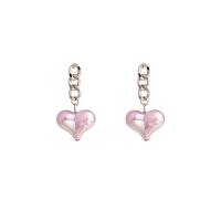 Zinc Alloy Drop Earrings Heart silver color plated fashion jewelry & for woman nickel lead & cadmium free Sold By Pair