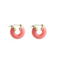 Zinc Alloy Drop Earrings with Resin Dome gold color plated fashion jewelry & for woman orange nickel lead & cadmium free Sold By Pair
