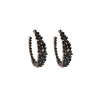 Brinco de liga de zinco, cromado de cor prateada, joias de moda & para mulher, preto, níquel, chumbo e cádmio livre, 10x39mm, vendido por par