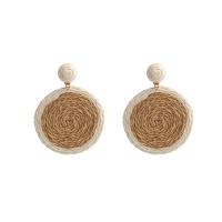 Tibetan Style Drop Earrings, with Wood, Round, gold color plated, fashion jewelry & for woman, nickel, lead & cadmium free, 51x69mm, Sold By Pair