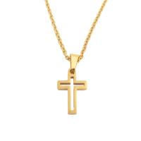 Stainless Steel Jewelry Necklace 304 Stainless Steel Cross plated fashion jewelry Length 447 mm Sold By PC