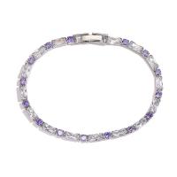 Cubic Zirconia Micro Pave Brass Bracelet, plated, fashion jewelry & micro pave cubic zirconia, more colors for choice, nickel, lead & cadmium free, Length:17 cm, Sold By PC