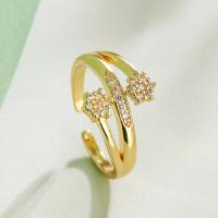 Cubic Zirconia Micro Pave Brass Ring plated fashion jewelry & micro pave cubic zirconia golden nickel lead & cadmium free inner .7 ~1.9cm Sold By PC