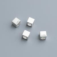 925 Sterling Silber Zwischenperlen, Quadrat, poliert, DIY, Silberfarbe, 5mm, Bohrung:ca. 3mm, verkauft von PC