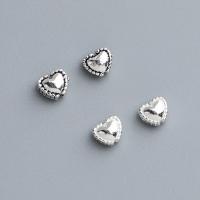 925 Sterling Silver Spacer Bead, Heart, DIY, more colors for choice, 4x4.70mm, Hole:Approx 1mm, Sold By PC