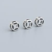 925 Sterling Silver Spacer Bead, Ancient Chinese Coin, vintage & DIY & hollow, 6.20x3mm, Hole:Approx 1mm, Sold By PC
