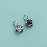 925 Sterling Silver Pendant Star DIY & micro pave cubic zirconia Approx 3.3mm Sold By PC