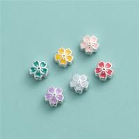 argent sterling 925 perle d'entretoise, fleur, DIY & autocollant époxyde, plus de couleurs à choisir, 5.80x3.20mm, Trou:Environ 1.1mm, Vendu par PC