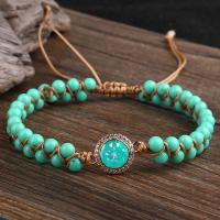 Gemstone Bracelets, with Opal & Nylon Cord & Tibetan Style, handmade, Natural & fashion jewelry & micro pave cubic zirconia & for woman, green, Sold Per 15-30 cm Strand