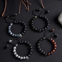 Bracelets de pierres précieuses, pierre gemme, avec corde en nylon & alliage de zinc, fait à la main, Naturel & bijoux de mode & pavé de micro zircon & pour femme, plus de couleurs à choisir, Vendu par 15-30 cm brin