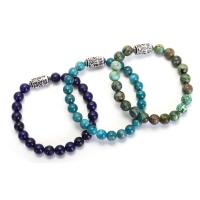 Bracelets de pierres précieuses, pierre gemme, avec fil élastique & alliage de zinc, fait à la main, Naturel & bijoux de mode & pour femme, plus de couleurs à choisir, Vendu par 16 cm brin
