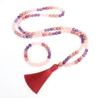 Ожерелья из кварца, розовый кварц, с Полиэфирные нити & Аметист, Связанный вручную, естественный & ювелирные изделия моды & разные стили для выбора & Женский, разноцветный, продается Strand
