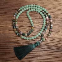 Agate Necklace, Indian Agate, with African Turquoise & Polyester Yarns, handmade, Natural & fashion jewelry & for woman, multi-colored, Sold Per 86 cm Strand