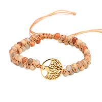 Bracelets de pierres précieuses, Shoushan Stone, avec corde en nylon & Acier inoxydable 304, Naturel & bijoux de mode & fait à la main & pour femme, multicolore, Vendu par 14-30 cm brin