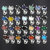 Gemstone Pendants Jewelry, Natural Stone, with Brass, Fox, silver color plated, DIY & different materials for choice, more colors for choice, 8x20x33mm, Sold By PC
