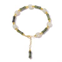 Gemstone Bracelets, Southern Jade, with Jade Quartzite & Tibetan Style, with 5cm extender chain, gold color plated, fashion jewelry & for woman, mixed colors, 7x8mm,5x12mm, Length:Approx 19 cm, Sold By PC