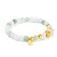 Gemstone Bracelets Ice Jade with Zinc Alloy gold color plated fashion jewelry & for woman mixed colors 6mm 8mm Length Approx 19 cm Sold By PC