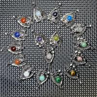 Gemstone Pendants Jewelry, Natural Stone, with Tibetan Style, Skull, antique silver color plated, vintage & DIY & different materials for choice, more colors for choice, 50x30mm, Sold By PC